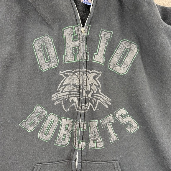 Vintage Ohio Bobcats Sweatshirt Hoodie Full Zip Mens XL Black NCAA 90s - Picture 2 of 7